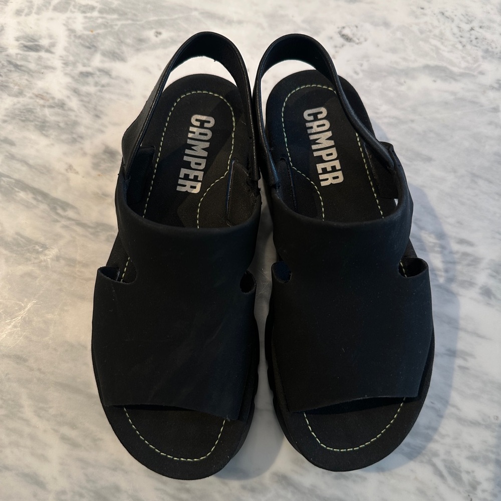 Camper Black Slip-On Sandals